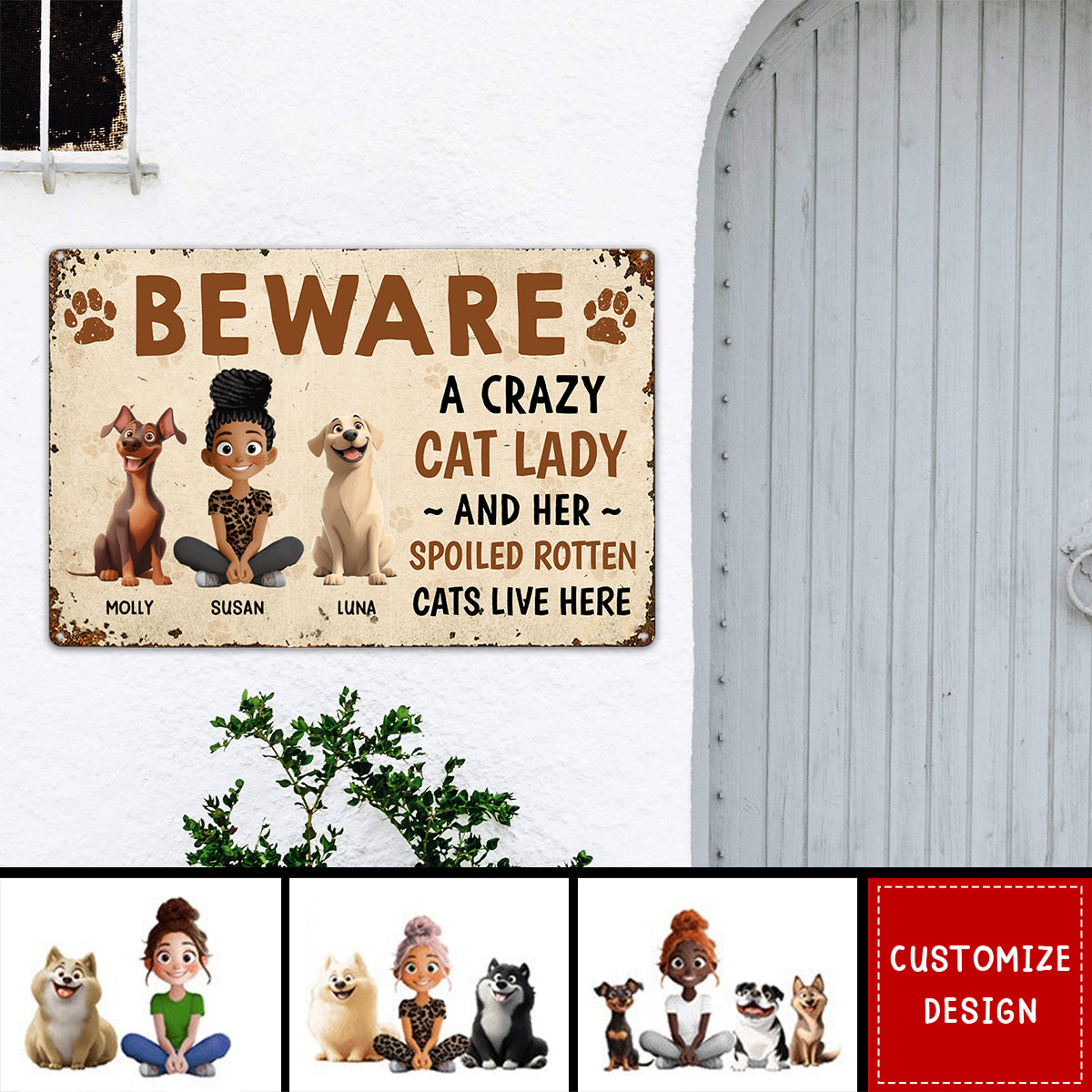 Crazy Dog Lady And Her Dogs - Personalized Metal Sign