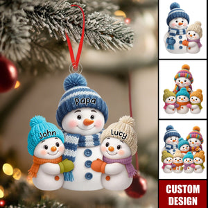 Personalized Snowman Christmas Ornament - Gift for Grandma Grandpa