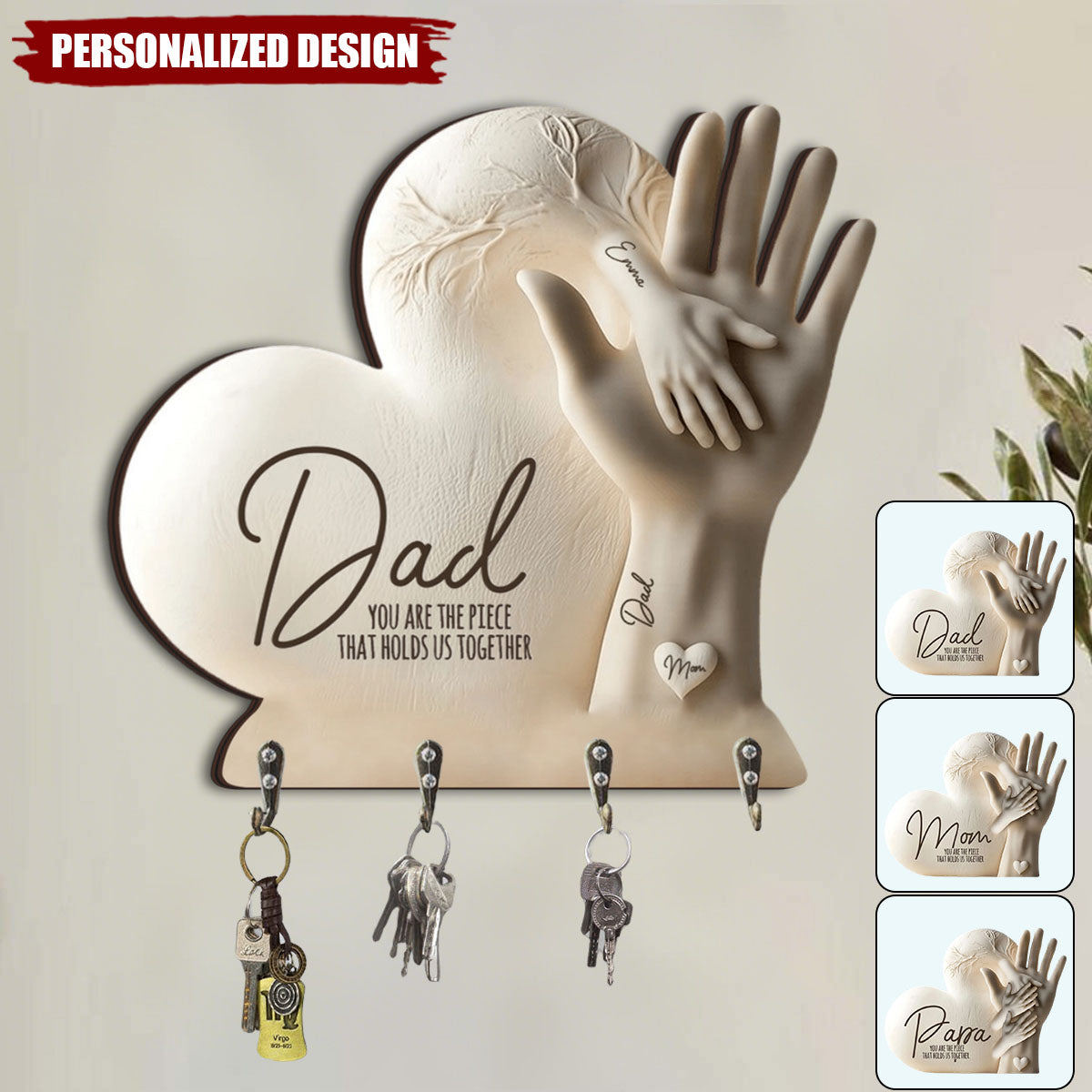 Dad/Mom You Are The Piece That Holds Us Together - Personalized Shaped Key Rack