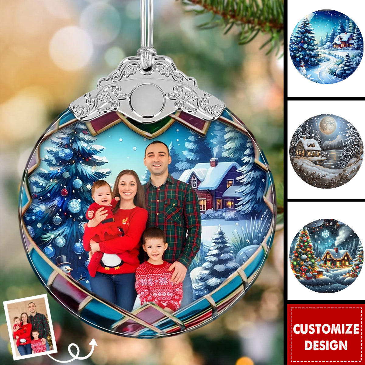 Custom Photo Glass Ornament - Personalized Christmas Birthday Gifts For Mom, Dad, Kids - Our Greatest Gift Is Each Other
