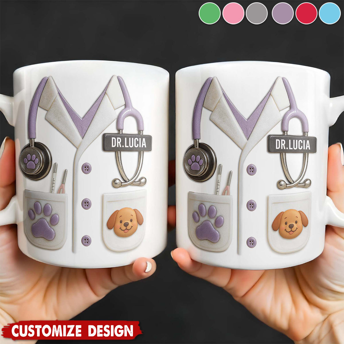 Medical Professional Design With Stethoscope And Dog Cat - Personalized Coffee Mug - Gift For Veterinarians