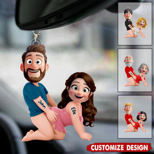 Naughty Personalized Couple Car Ornament - Gifts For Couple