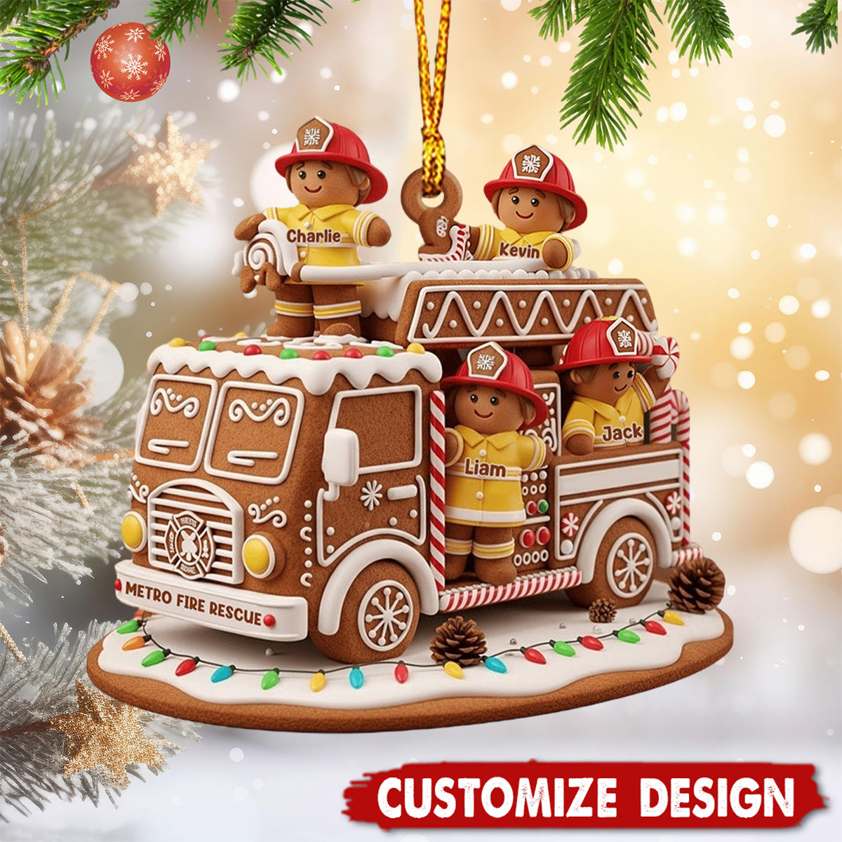 Heroes With Festive - Personalized Firefighter Ornament