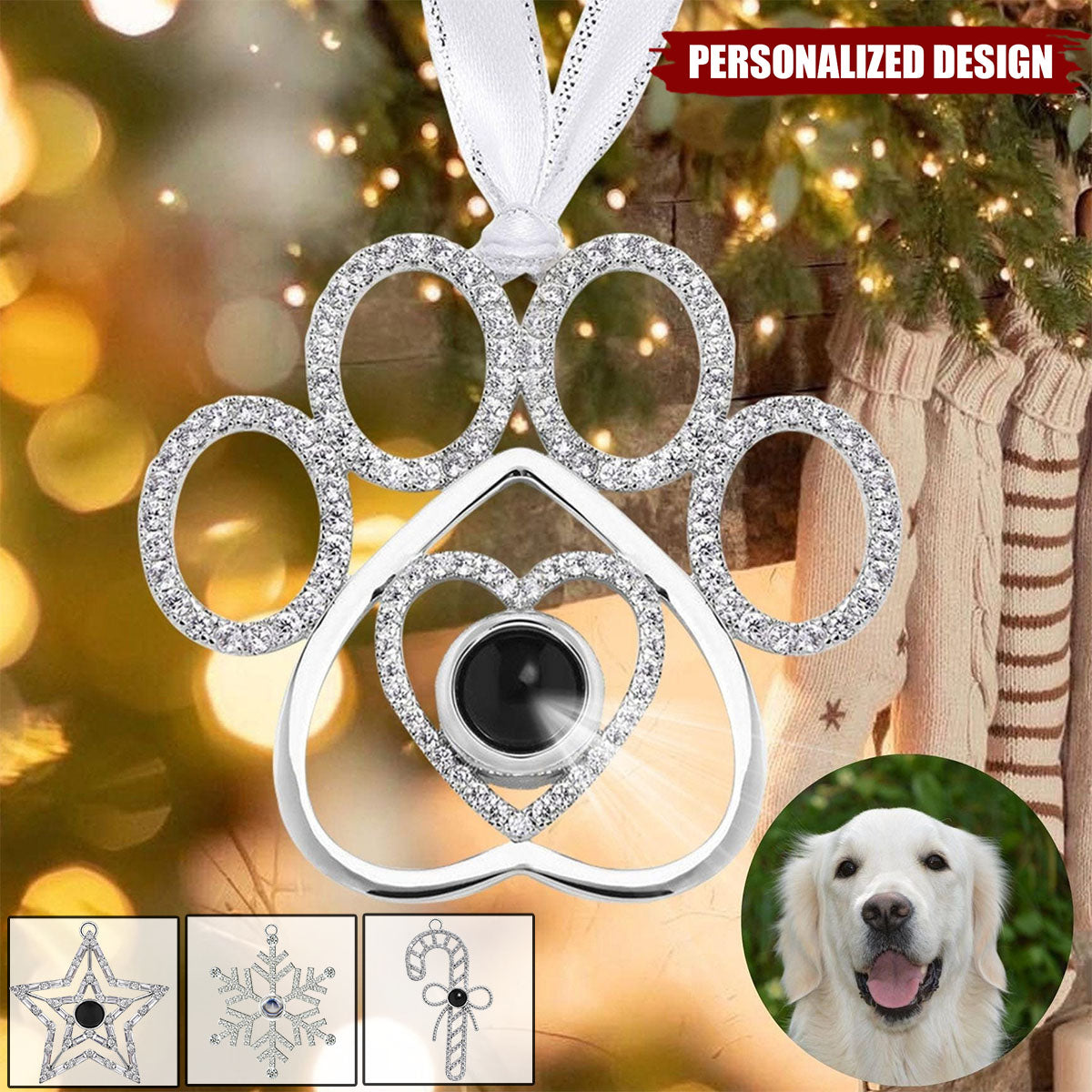Personalized Pet Photo Projection Ornament for Christmas