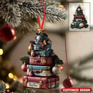 Personalized Travel Suitcase Christmas Ornament - Gift For Traveler