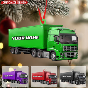 Personalized Semi Truck Christmas Ornament