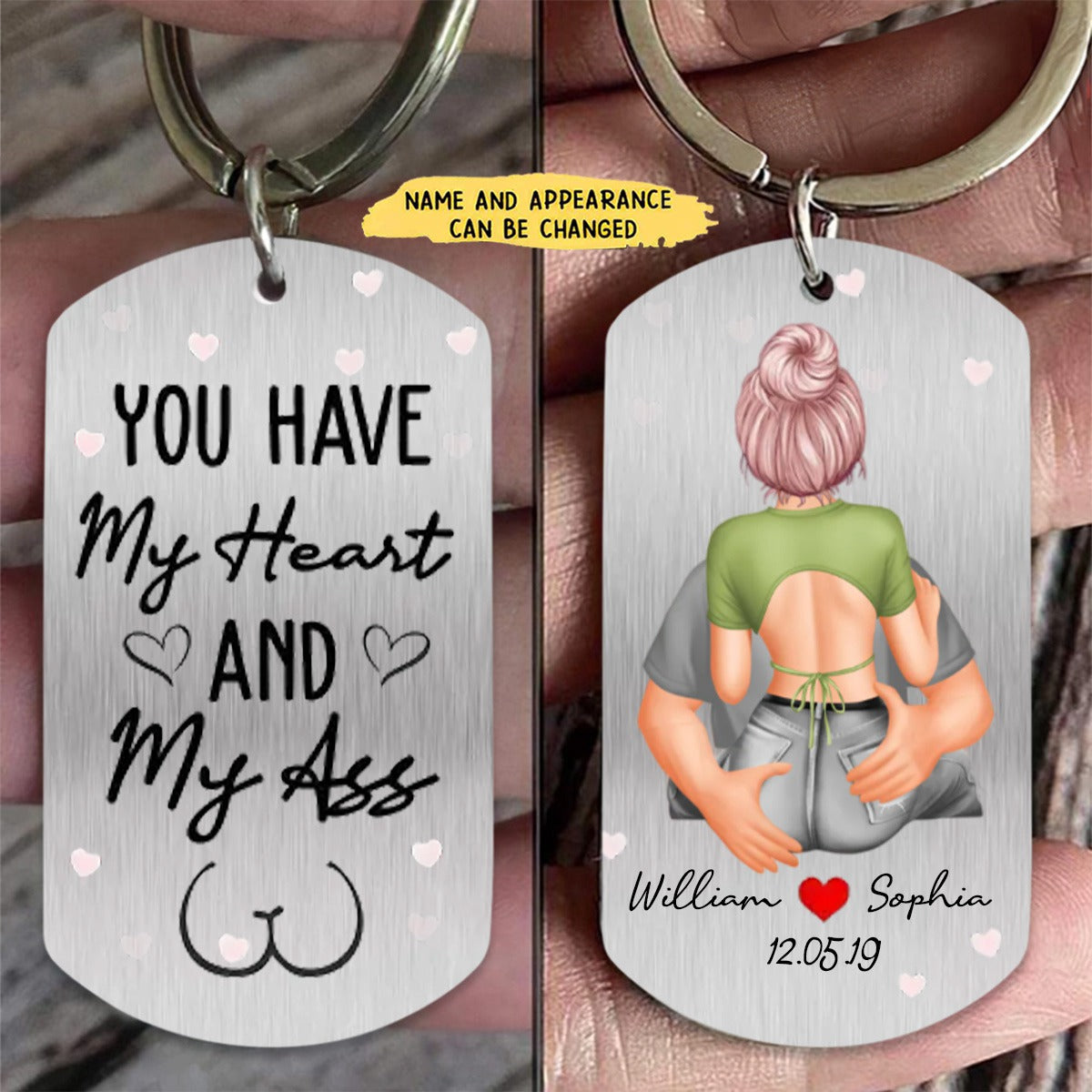 You Have My Heart - Personalized Keychain - Valentine Gift For Couple