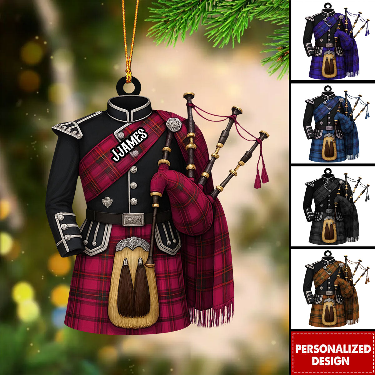 Personalized Bagpipe Christmas Ornament