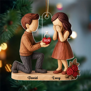 Couple Marriage Proposal - Personalized Acrylic Ornament - Engaged Gifts for Couples