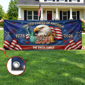 Personalized America 250th Anniversary Outdoor Banner - Gifts For Mom, Dad, Brother, Sister, Kids - Together We Shine Bright
