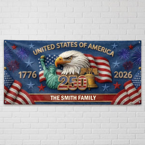 Personalized America 250th Anniversary Outdoor Banner - Gifts For Mom, Dad, Brother, Sister, Kids - Together We Shine Bright