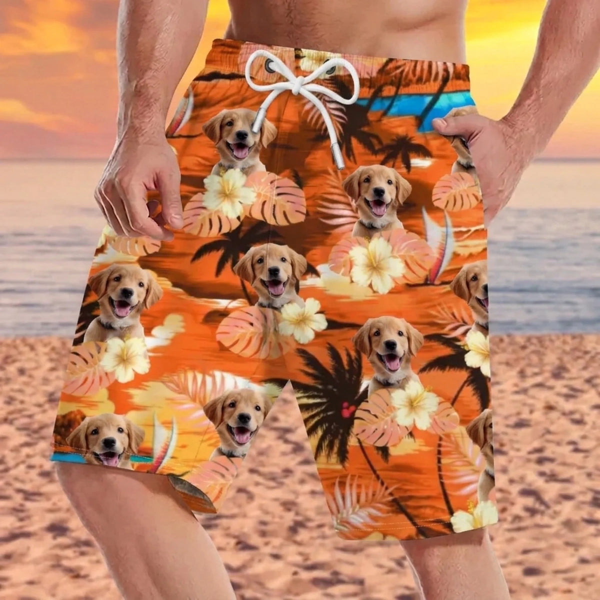 Custom Photo Tropical Hawaiian Aloha Beach Shorts - Personalized Summer Vacation And Travel Gifts For Dog Cat Lovers