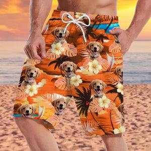 Custom Photo Tropical Hawaiian Aloha Beach Shorts - Personalized Summer Vacation And Travel Gifts For Dog Cat Lovers