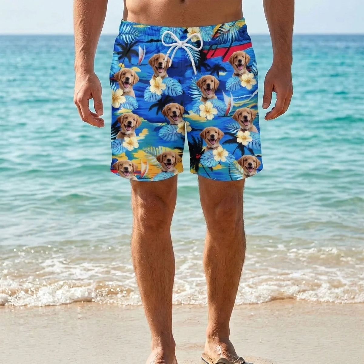 Custom Photo Tropical Hawaiian Aloha Beach Shorts - Personalized Summer Vacation And Travel Gifts For Dog Cat Lovers