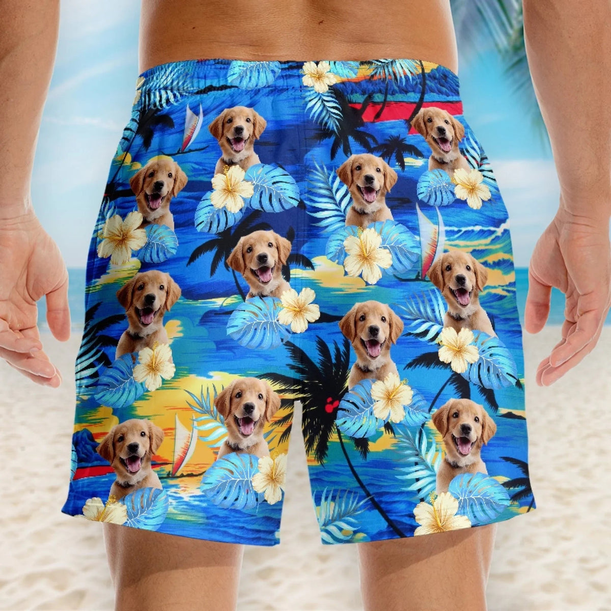 Custom Photo Tropical Hawaiian Aloha Beach Shorts - Personalized Summer Vacation And Travel Gifts For Dog Cat Lovers