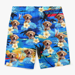 Custom Photo Tropical Hawaiian Aloha Beach Shorts - Personalized Summer Vacation And Travel Gifts For Dog Cat Lovers