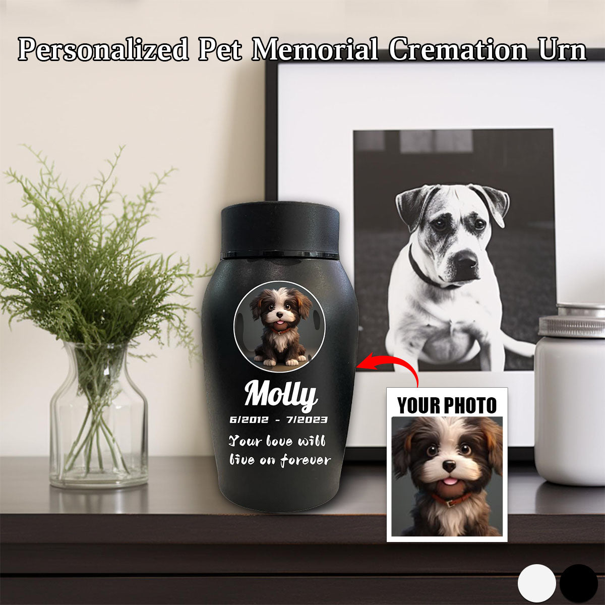 Personalized Pet Photo Urn For Dogs Ashes-pet remembrance memorial gift