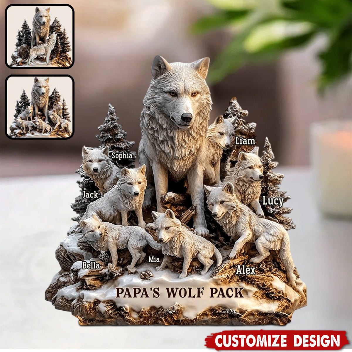 Papa's Wolf - Personalized Father Custom Shaped Acrylic Plaque