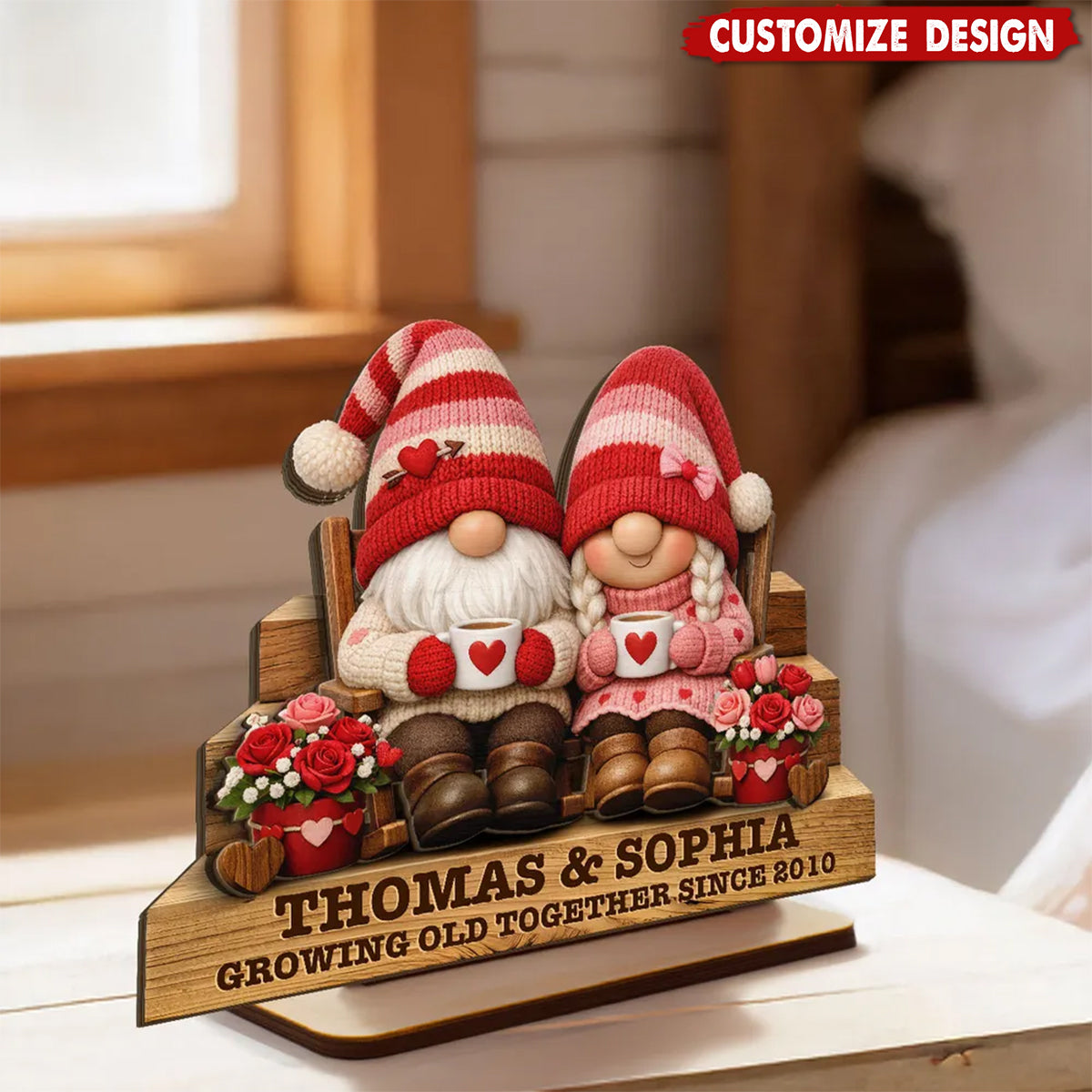 Personalized Wooden Couple Plaque - Everlasting Love Valentine Gift for Lovers