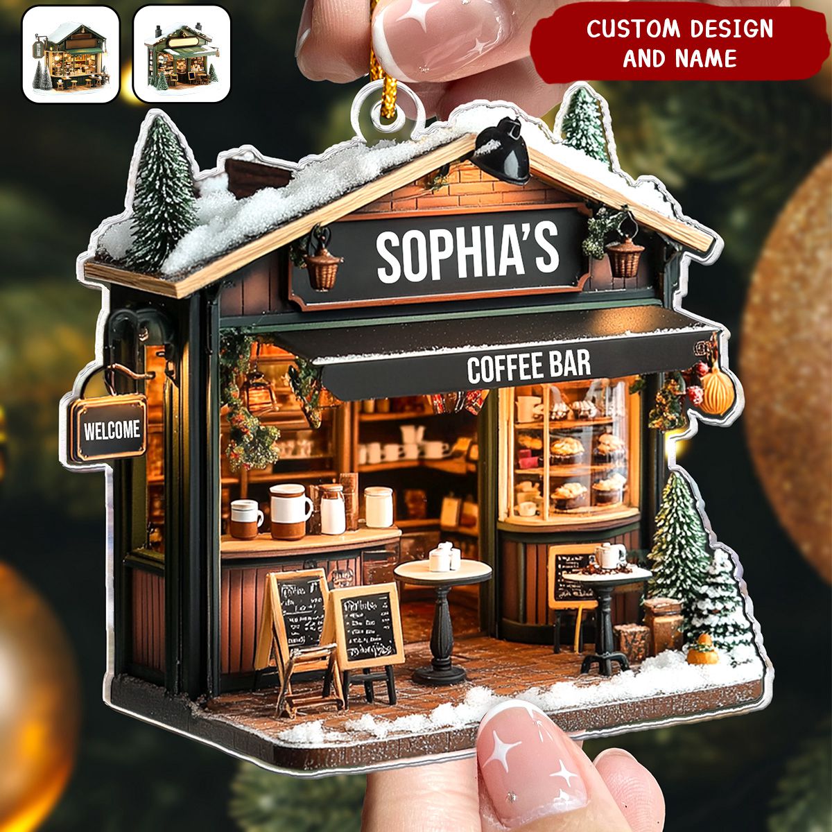 Personalized Coffee Shop,Coffee Bar, Coffee Store Christmas Ornament-2024 New Release