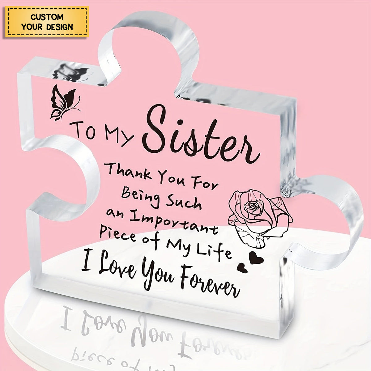 I Love You Forever - Personalized Puzzle Shaped Acrylic Plaque - Gift for Mom/Besties/Sister/Friends/Couples/Family
