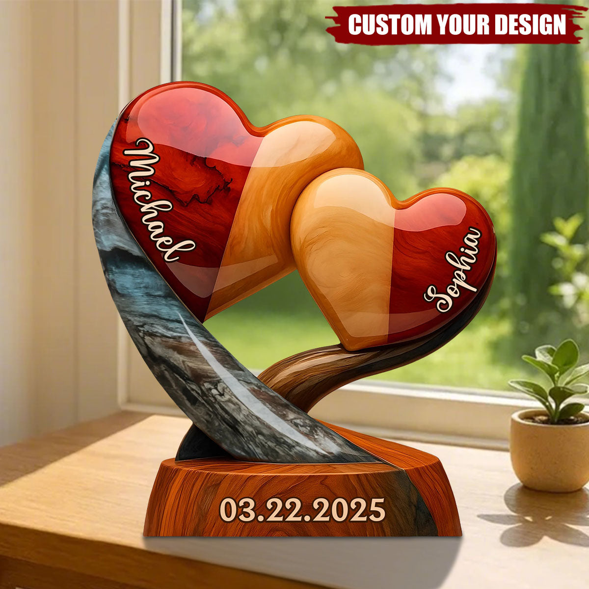 Our Hearts Beat As One - Couple Personalized Custom Acrylic Plaque - Gift For Husband Wife, Anniversary