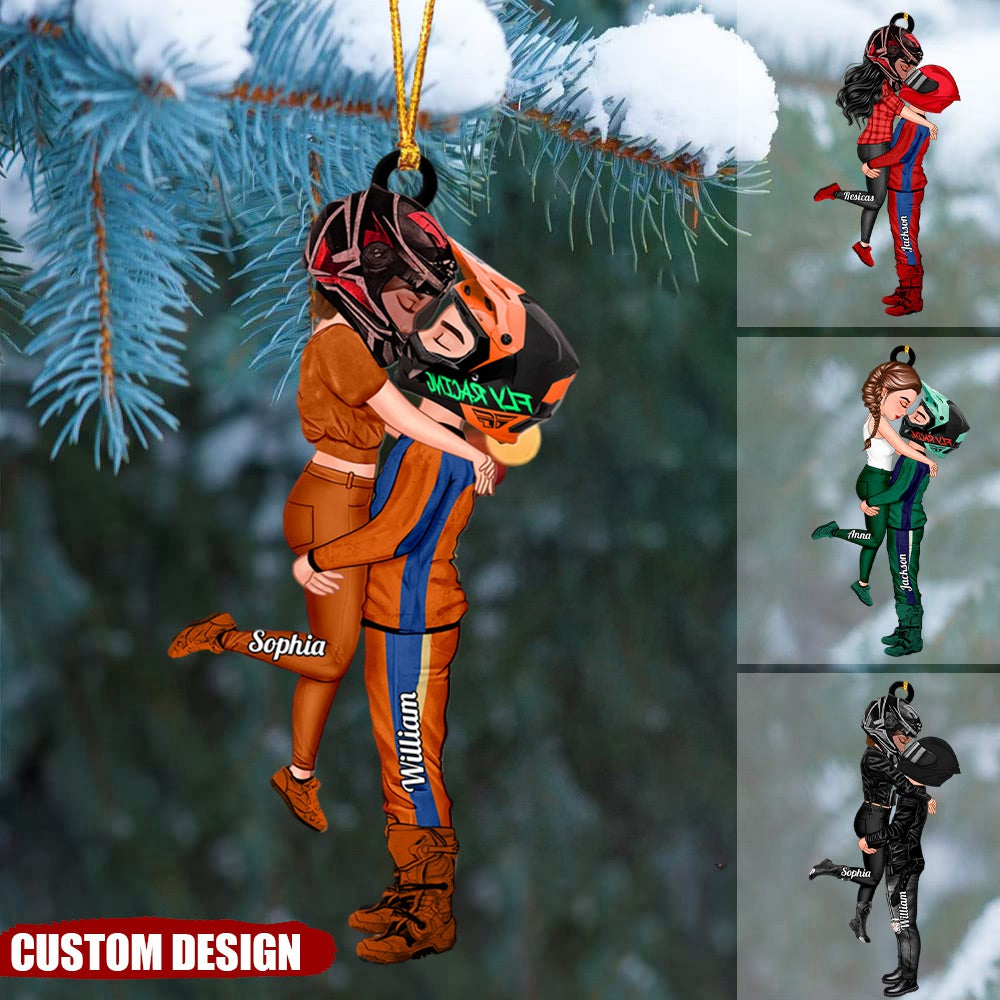 Personalized Motorcycle Kissing Doll Couple Ornament