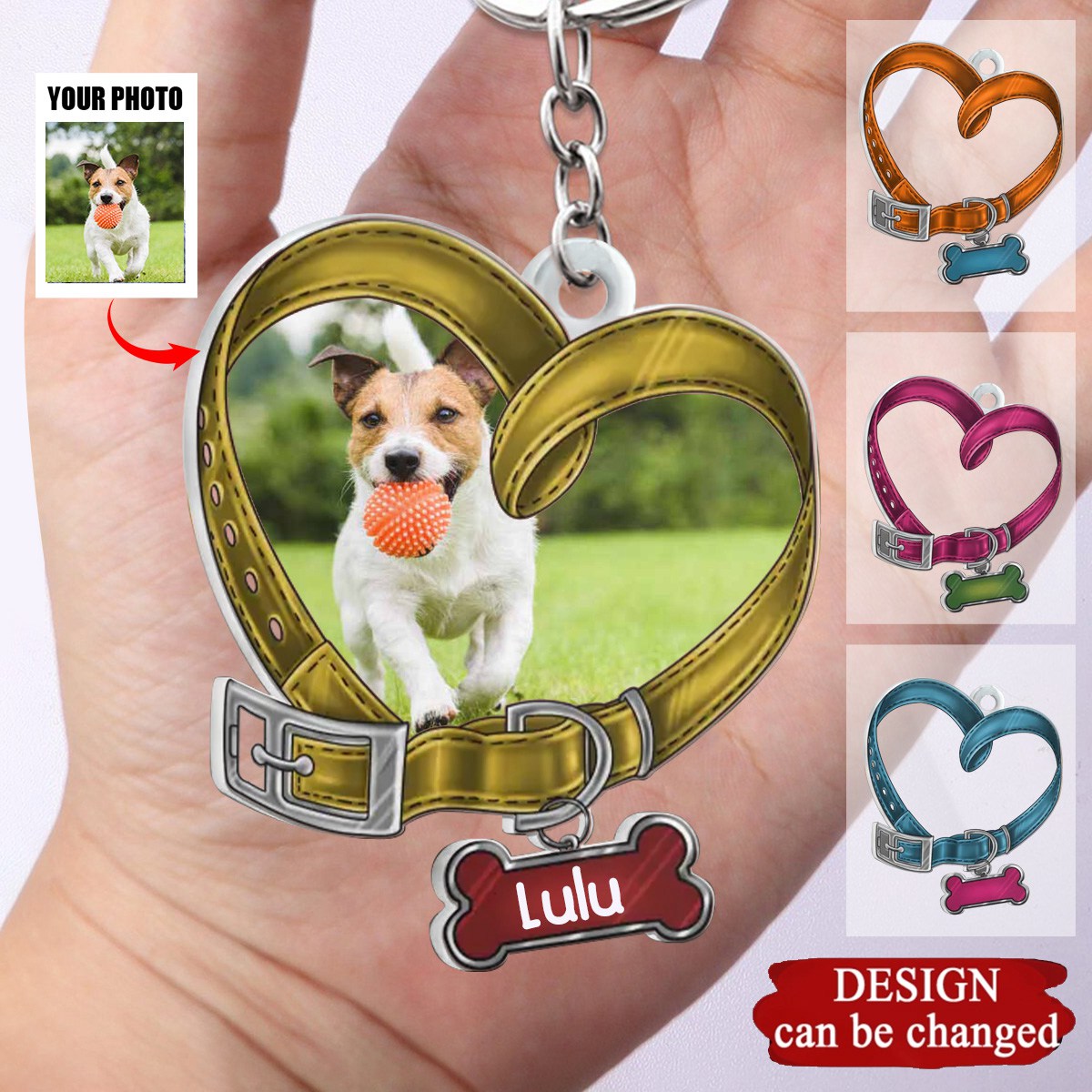 Custom Personalized Memorial Heart Shaped Dog Collar Acrylic Keychain