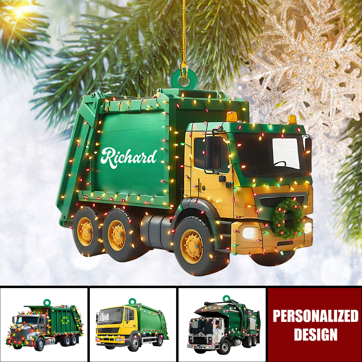 Personalized Garbage Truck Ornament-Gift for Sanitation Workers, Waste Management Staff, Truck Drivers