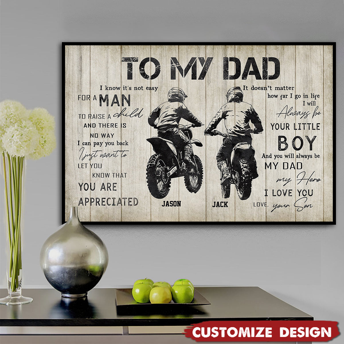 Personalized Motocross Dad Son Poster - Birthday,Father's Day Gift For Motocross Lovers