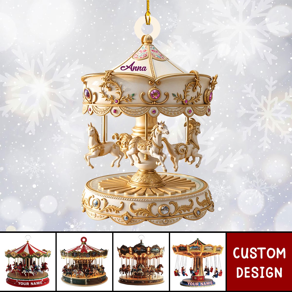 2024 New Release Personalized Carousel Christmas Ornament
