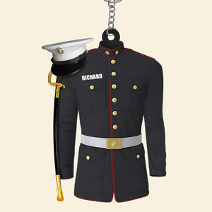 Navy - Air Force - Army - Marine Uniform On A Clothes Hanger- Personalized Keychain