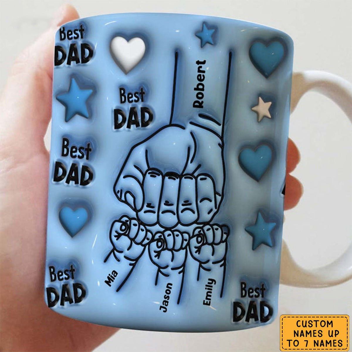 Best Dad/Grandpa - Personalized 3D Inflated Effect Mug - Gift For Cat Dad/Grandpa