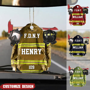 Personalized Acrylic Car Ornament - Gift For Firefighter