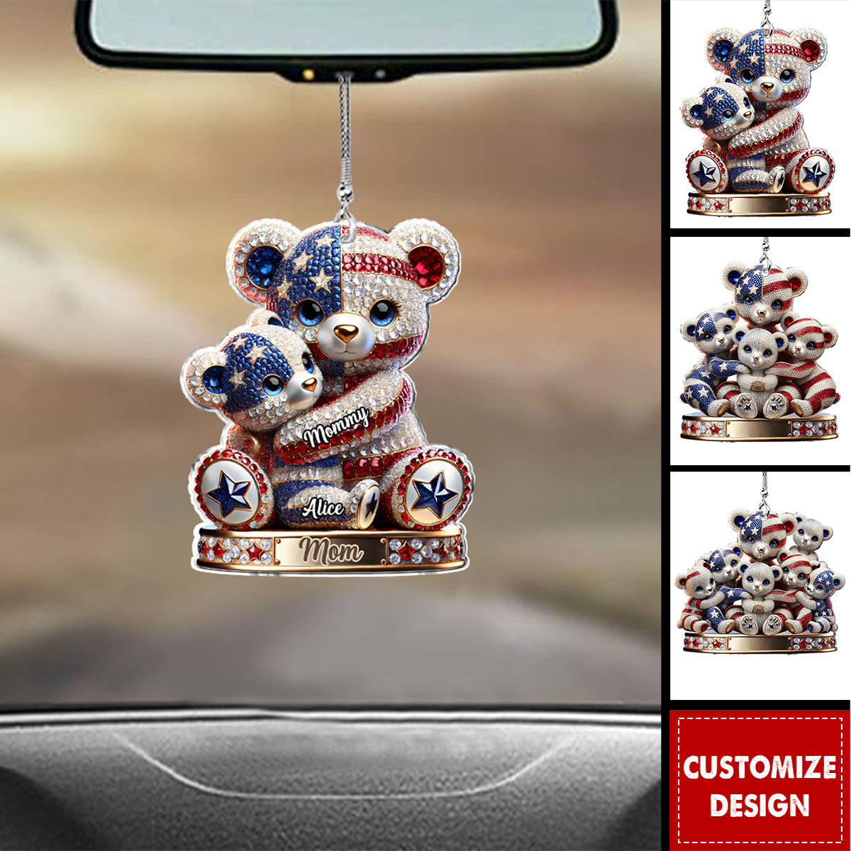 Personalized Mother Transparent Car Ornament - 4th of July Independence Day Gift