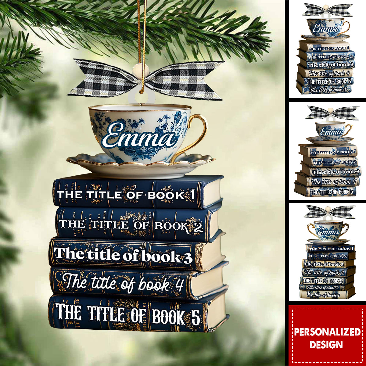 Personalized Book Lover Christmas Tree Ornament Gift For Librarians & Bibliophiles