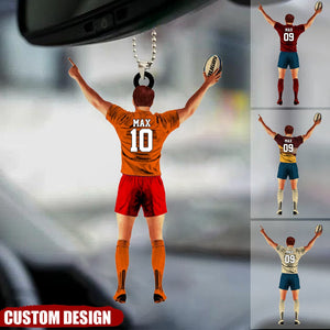 Personalized  Name, Number & Appearance - Acrylic Christmas / Car Oranment - Gift for Rugby Lovers