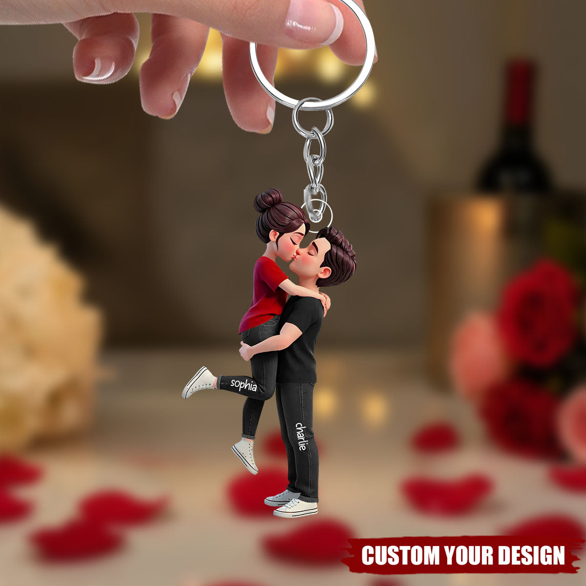 Personalized Cartoon Romantic Couple Keychain - Gift for Couple