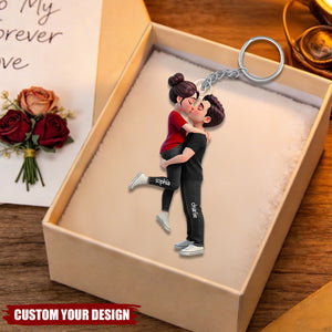 Personalized Cartoon Romantic Couple Keychain - Gift for Couple