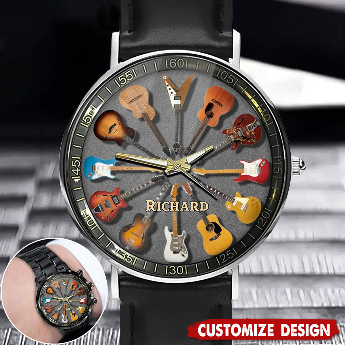 Personalized Rock Around the Clock - Guitar Watch for Music Lovers