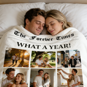 Personalized What A Year Newspaper Couple Blanket