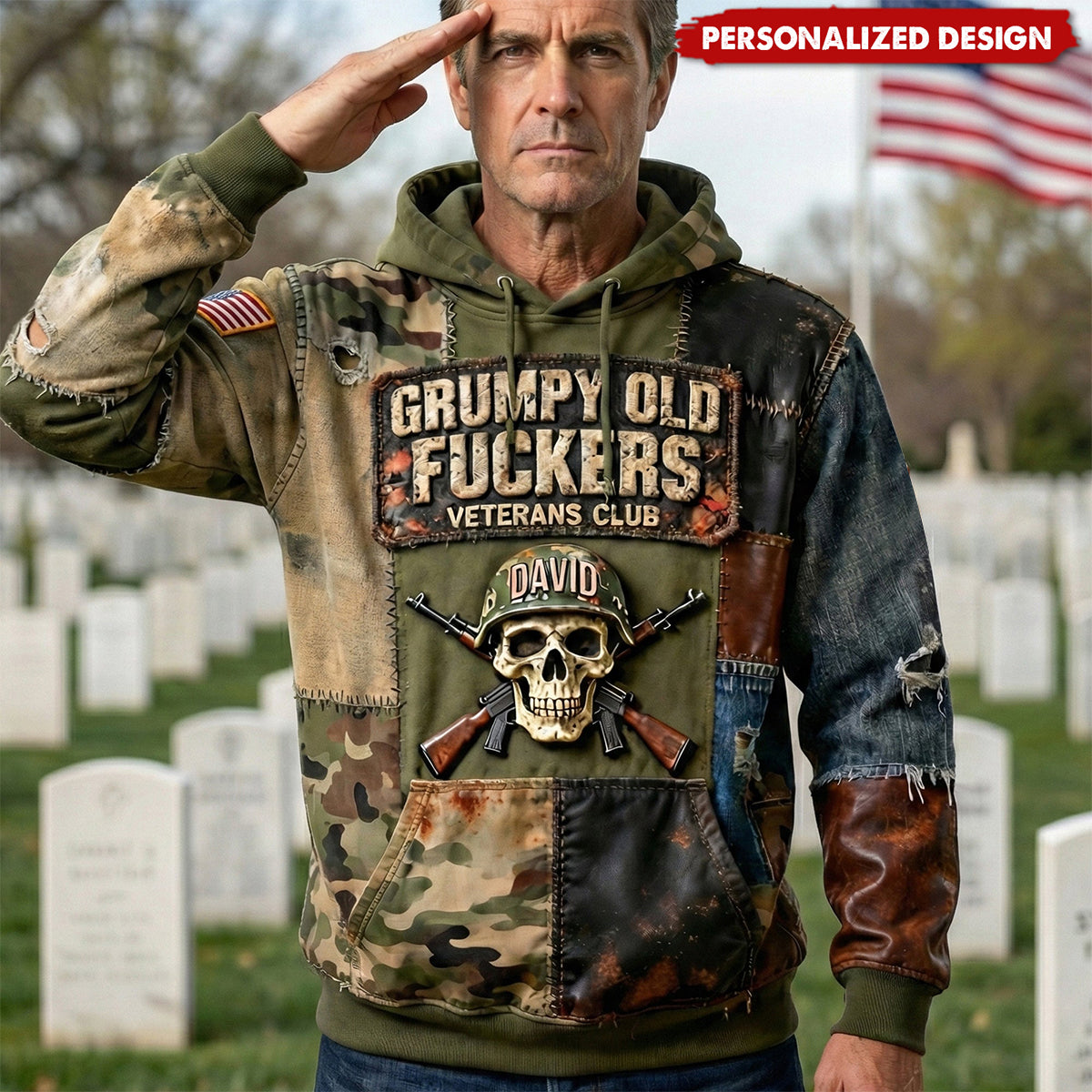 Personalized Military Skull Hoodie Gifts For Veteran