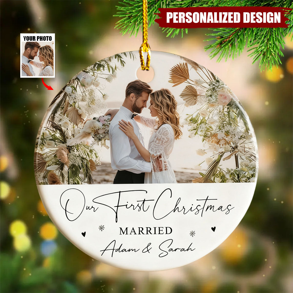 Personalised 1st Christmas as Mr and Mrs Ornament