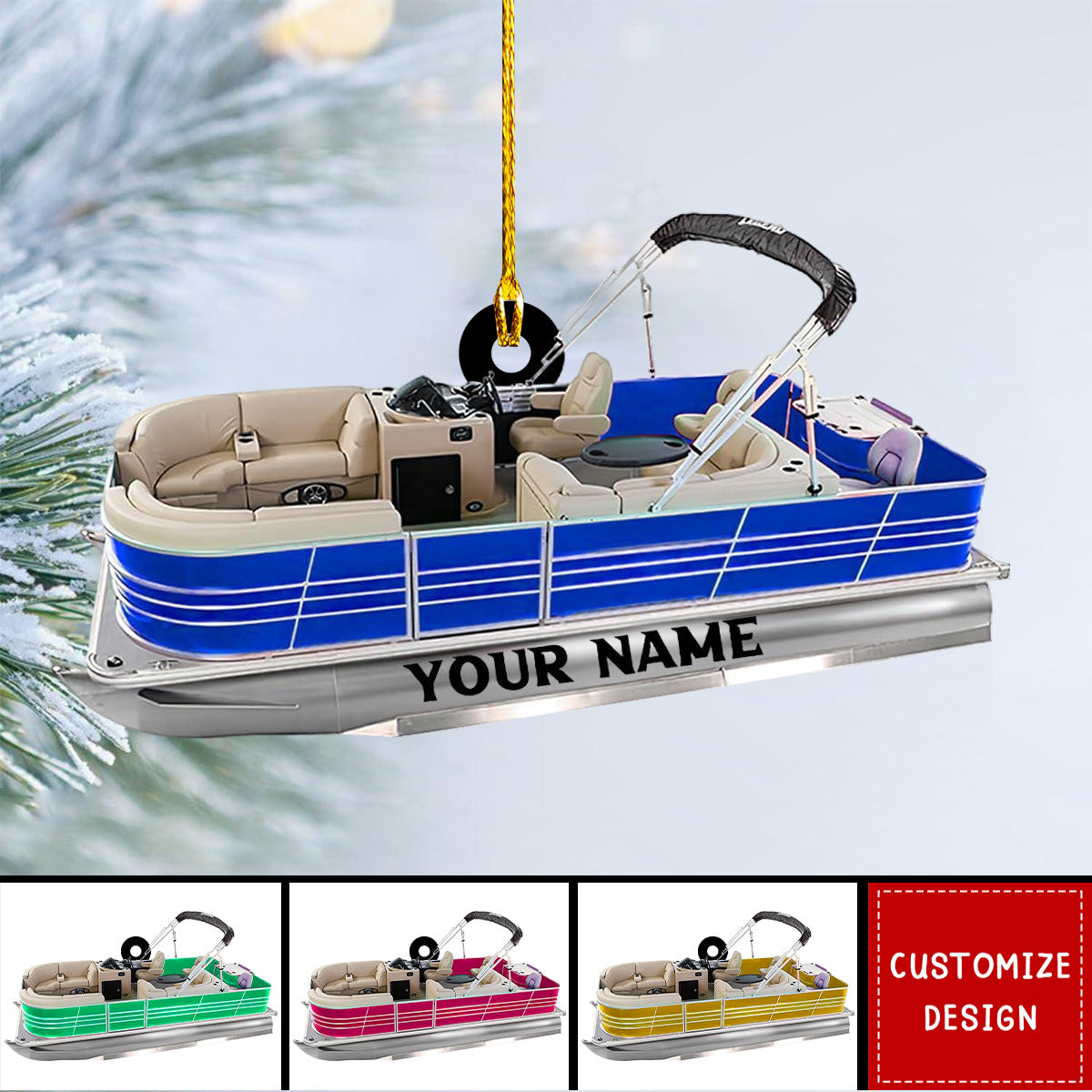 Personalized Pontoon Boat Acrylic Christmas Ornament - 2025 New Release
