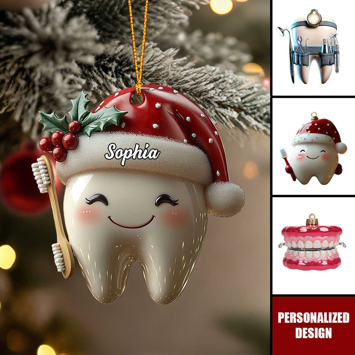 Personalized Tooth Christmas Ornament-Kids Tooth Keepsake