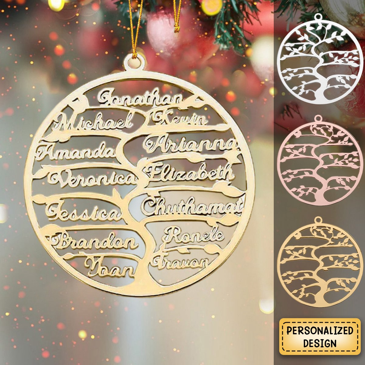 Personalized Family Tree ornament with 1-13 Name Tree of Life ornament Christmas Gift for Mom Grandma