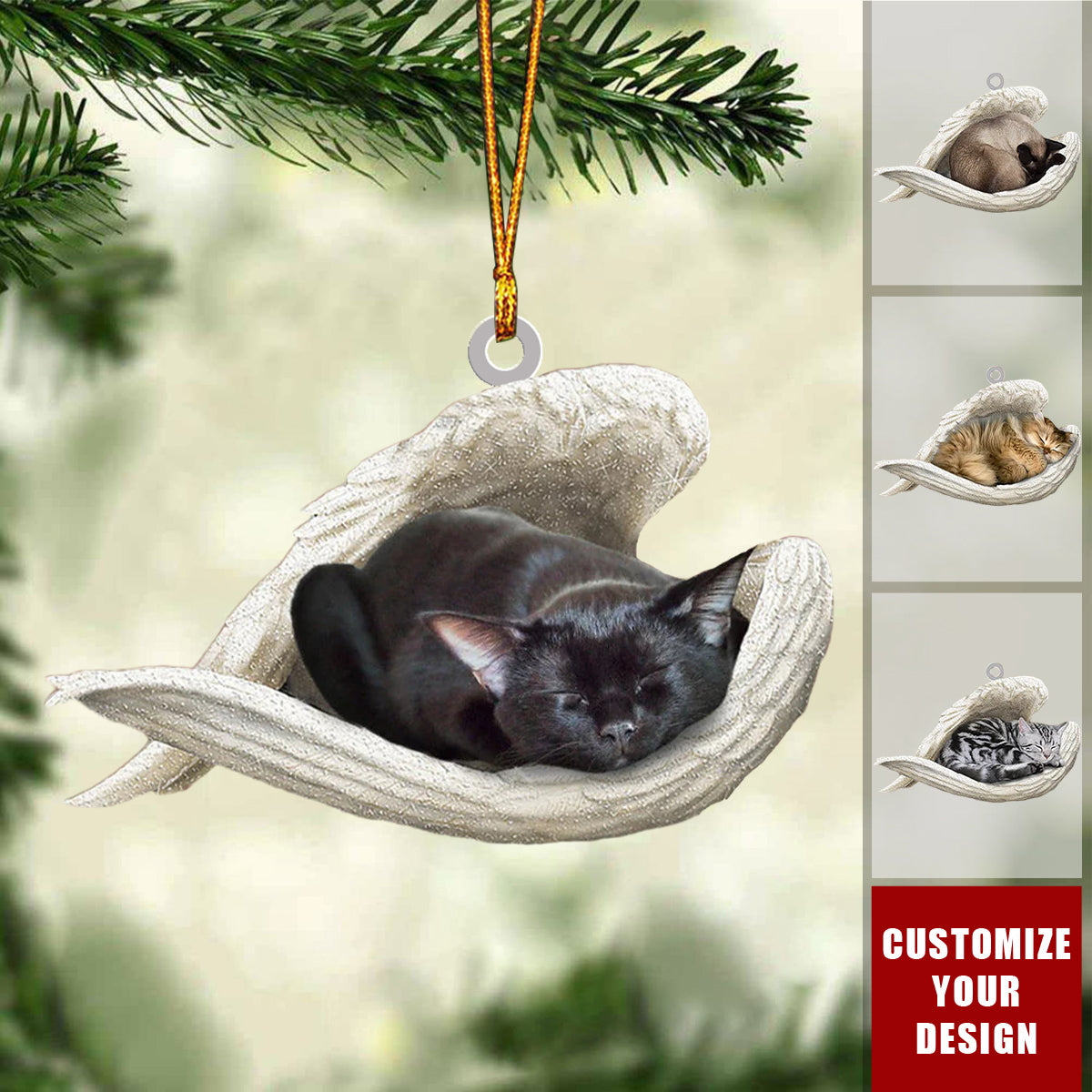 Personalized Cat Sleeping Angel Ornament-Great Gift Idea For Cat Lovers