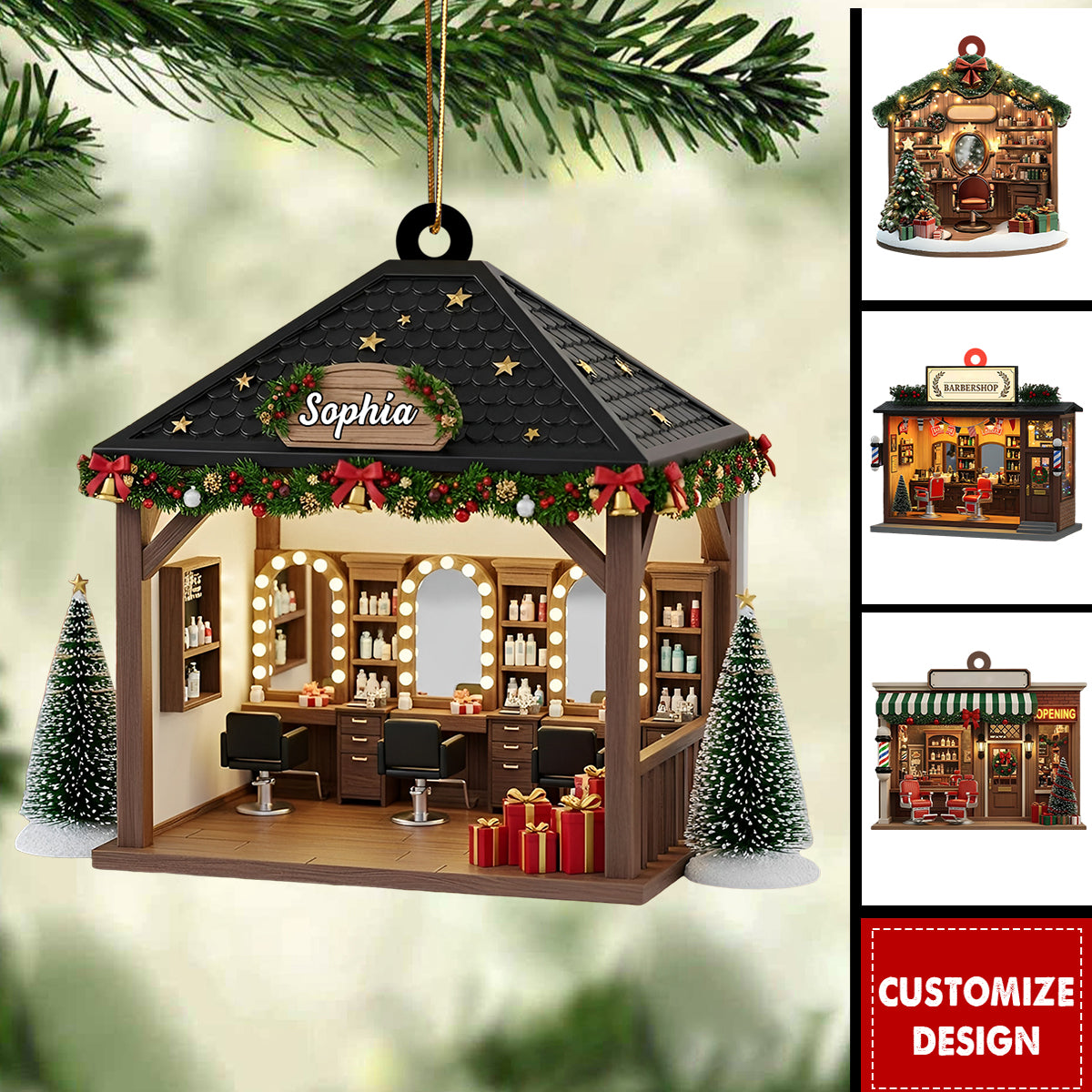 Personalized Barbershop Christmas Ornament