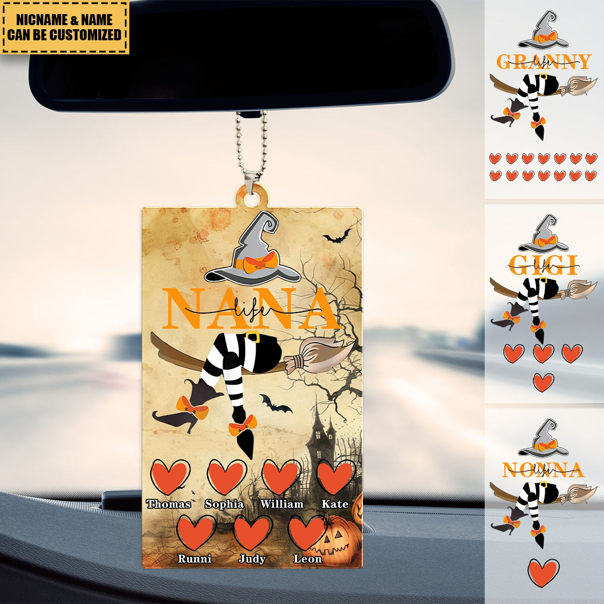 Personalized Grandma Life Witch With Grandkids Halloween Acrylic Ornament