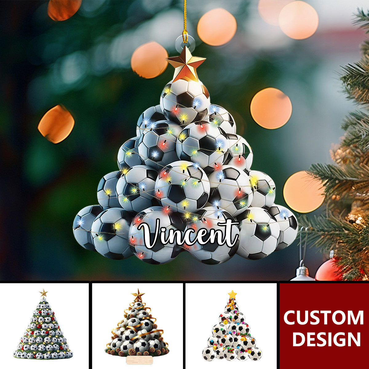 Personalized Soccer Christmas Tree Ornament Gift For Soccer Lover-2024 New Release
